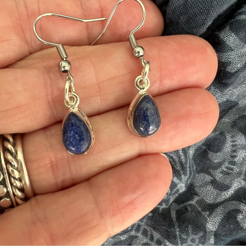 Blue Lapis Sterling Silver Teardrop Earrings